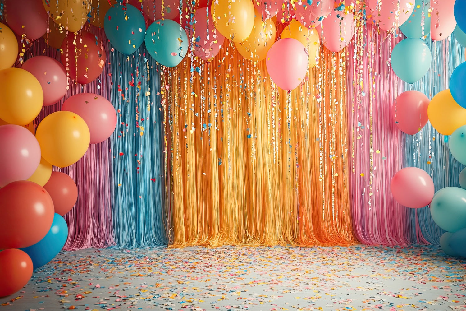 Toile de Fond Joyeux Anniversaire Écran Ballons Fleurs BRP10-380