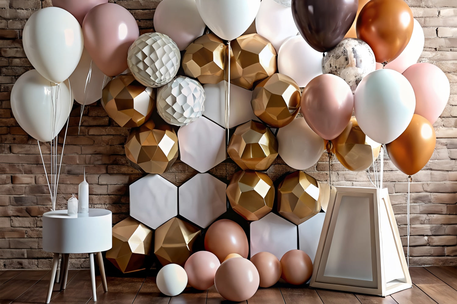 Toile de Fond Joyeux Anniversaire Ballons Géométriques BRP10-381