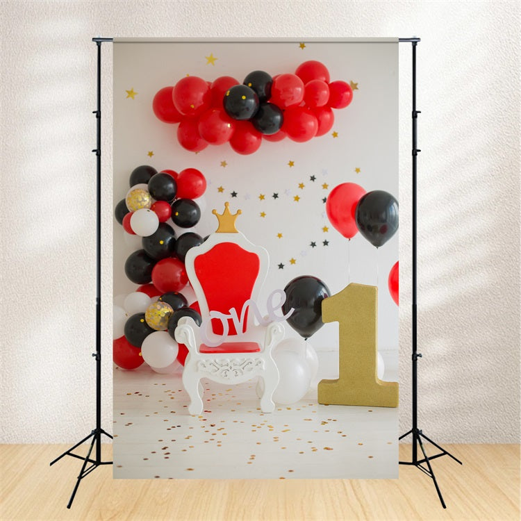 Toile De Fond Joyeux 1er Anniversaire Couronne Trône Ballon BRP10-389