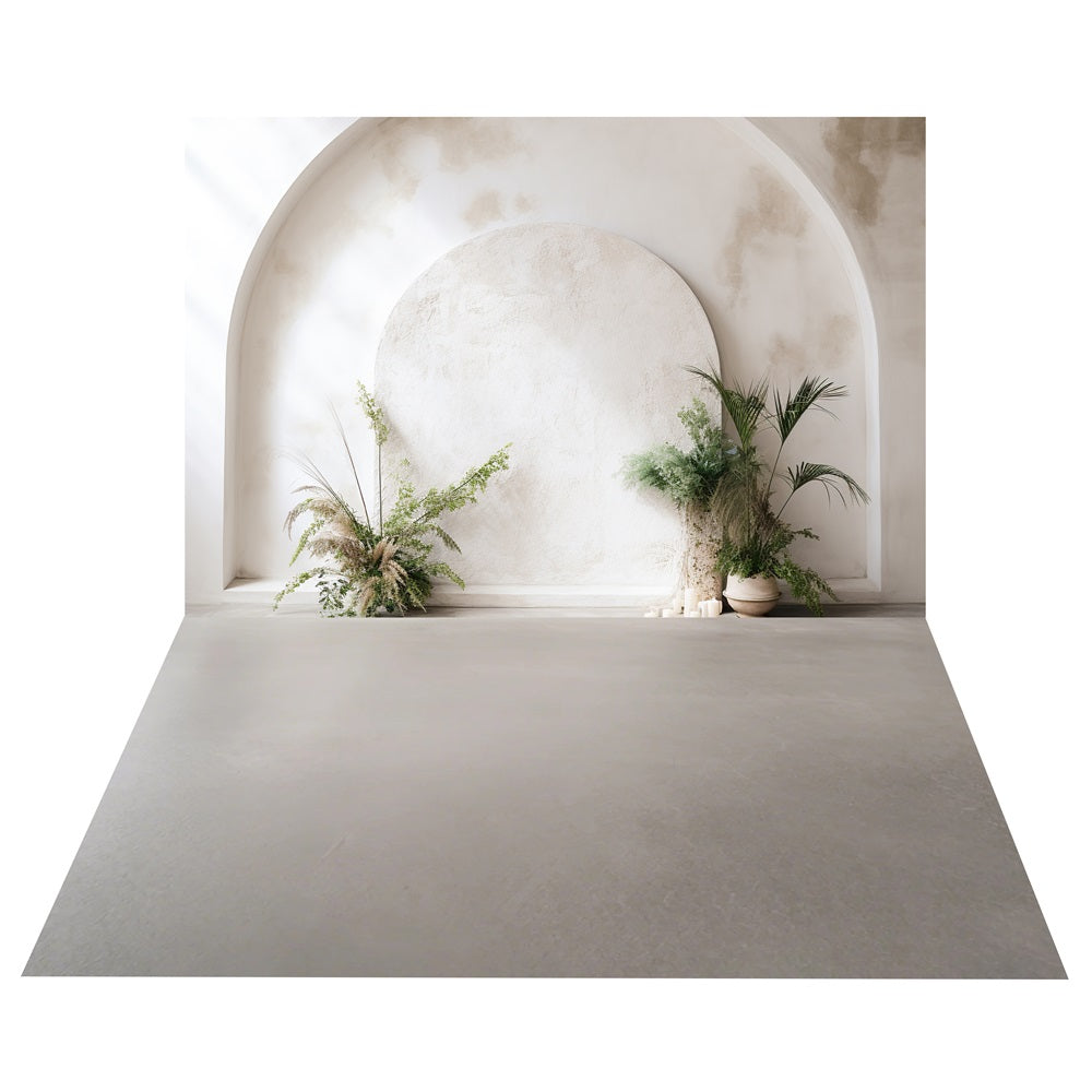 Toile de Fond Boho de Mur de Plantes + Sol Minimaliste BRP10-488