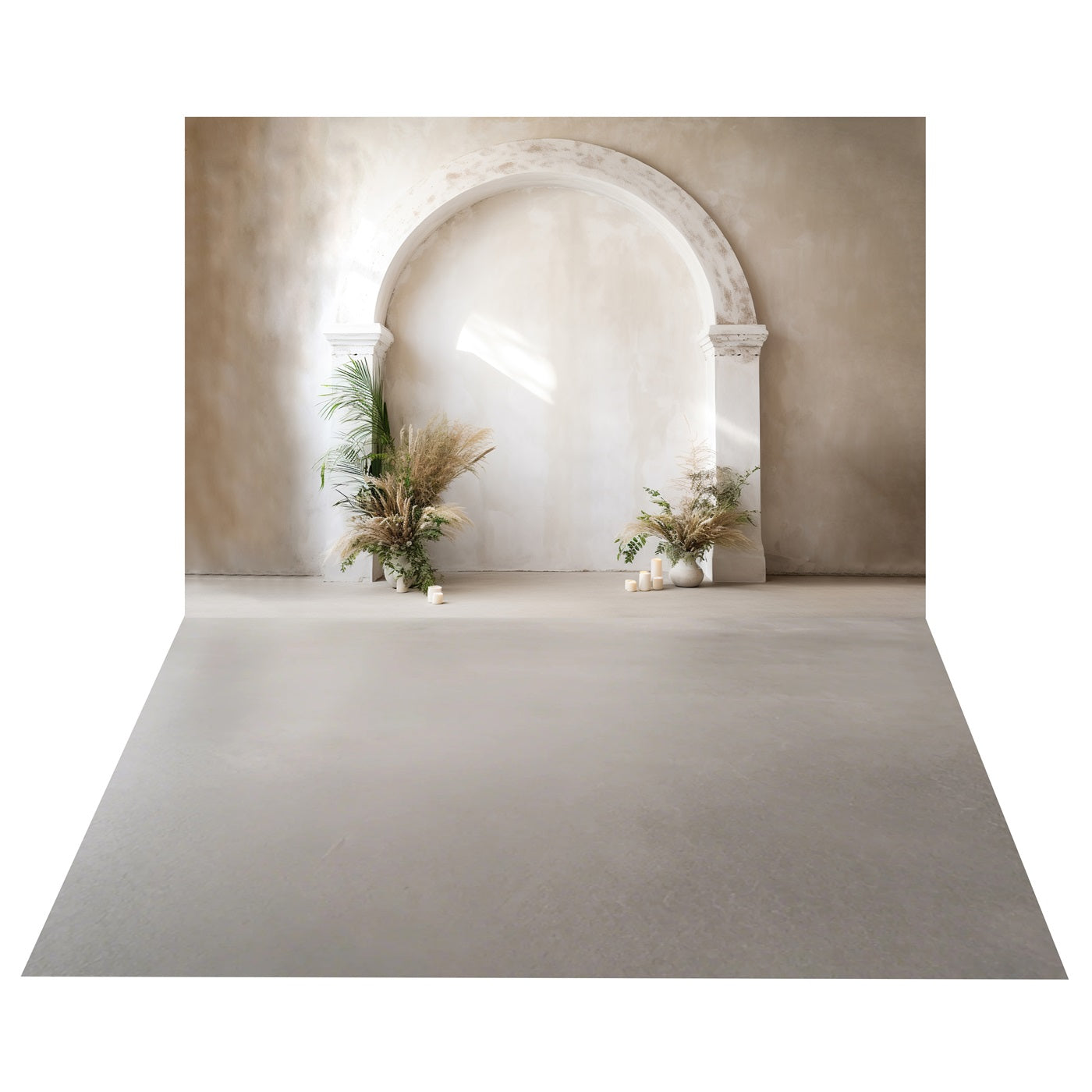 Toile de Fond Boho de Composition Florale d'Arche + Sol Neutre BRP10-489
