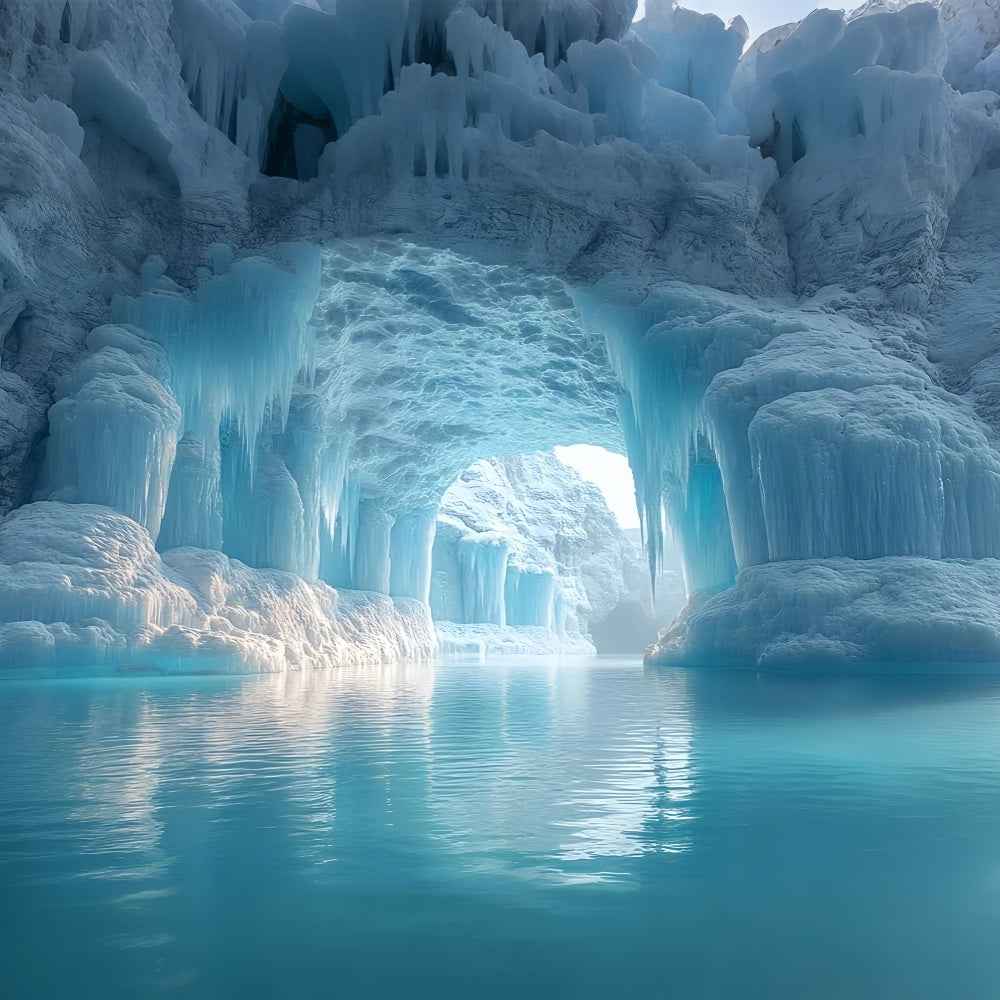 Toile de fond Grotte de glace glaciale cristaux et stalactites BRP10-50