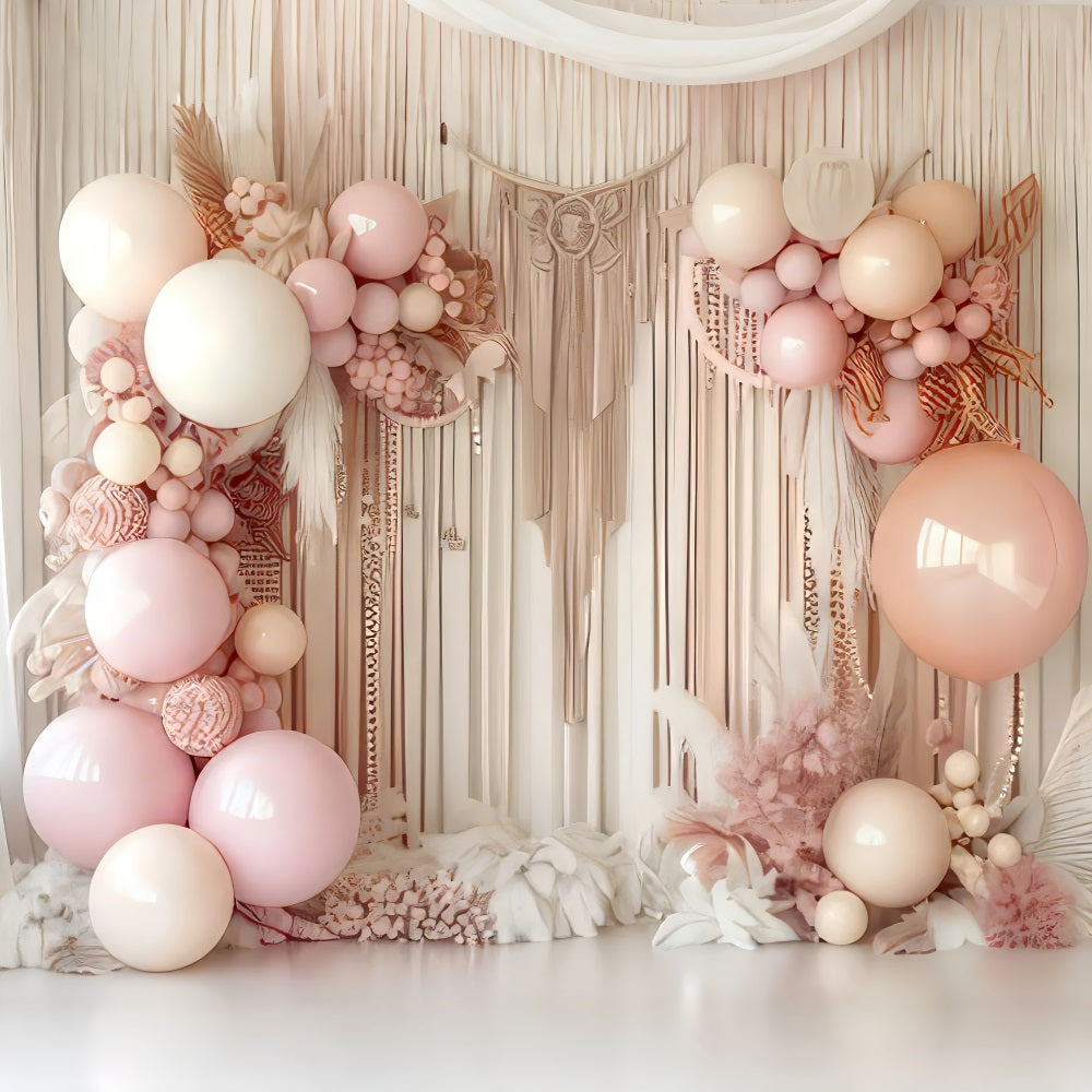 Toile De Fond Boho Ballons Macramé Floraux BRP10-595