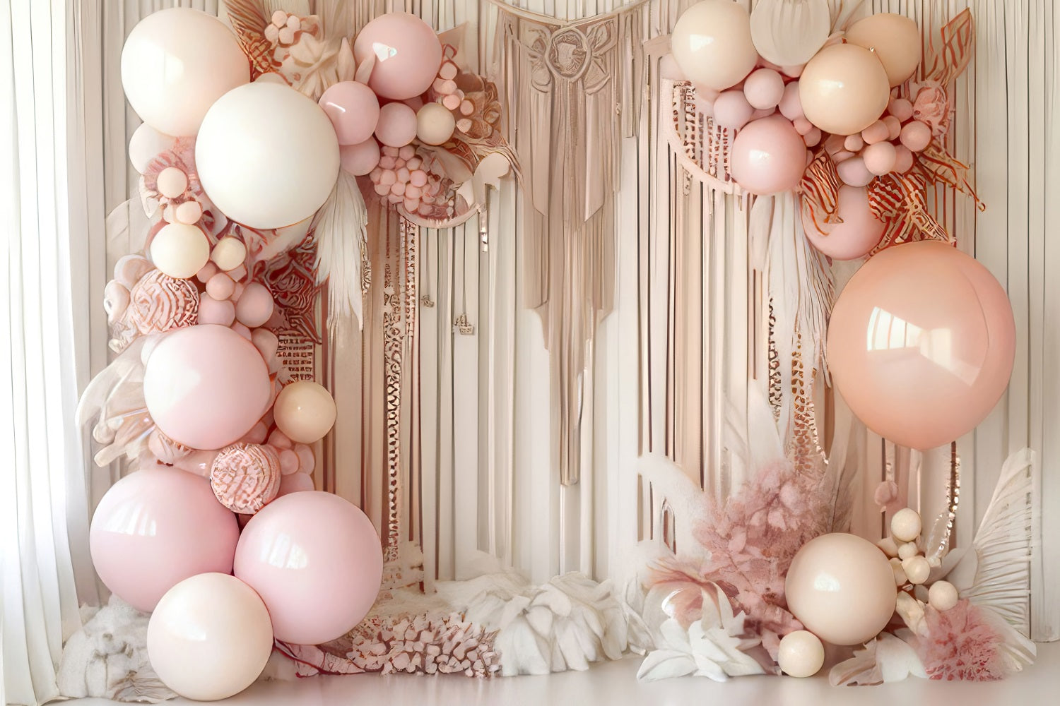 Toile De Fond Boho Ballons Macramé Floraux BRP10-595