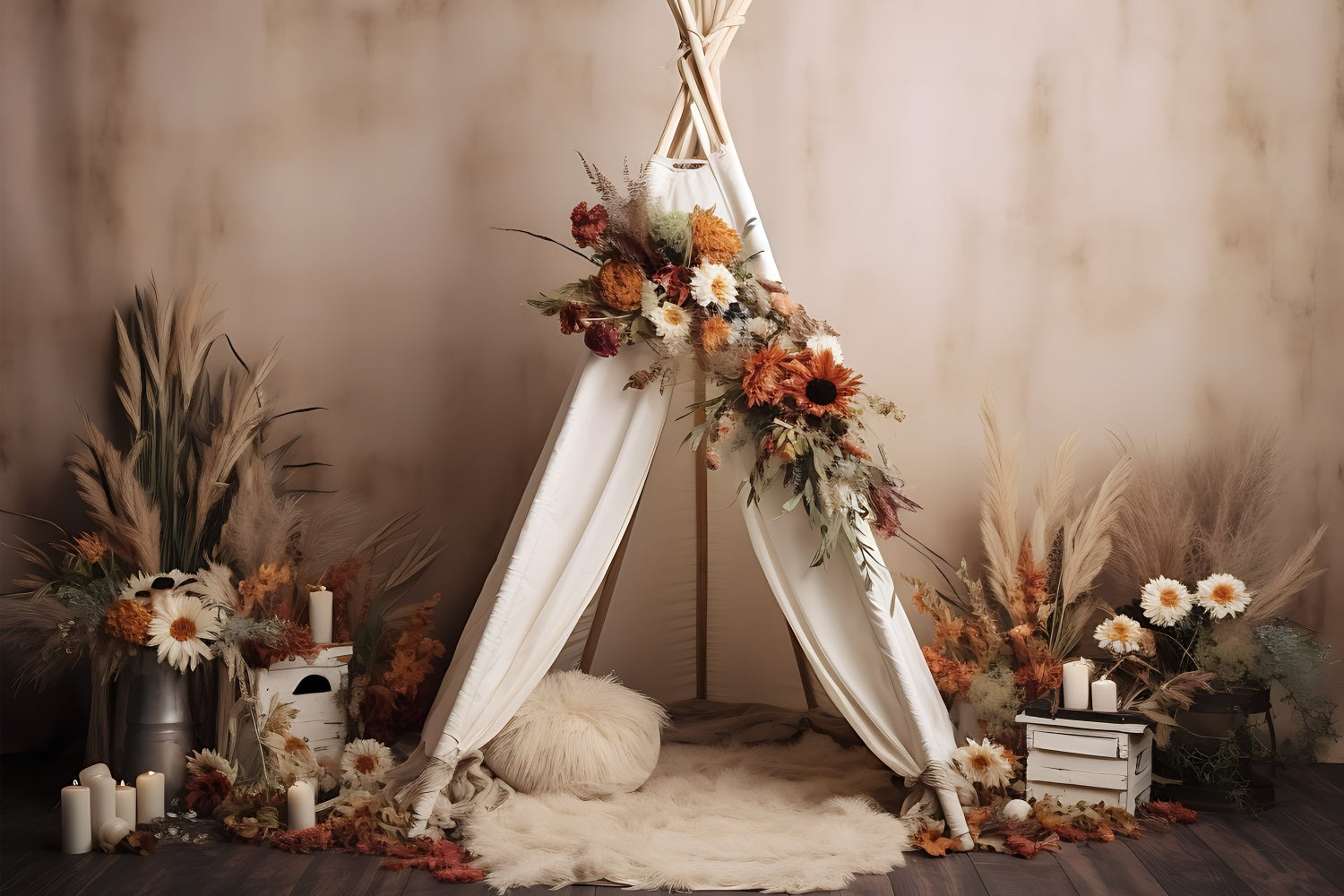 Toile De Fond Bohémien Tipi Floral Automnal BRP10-596