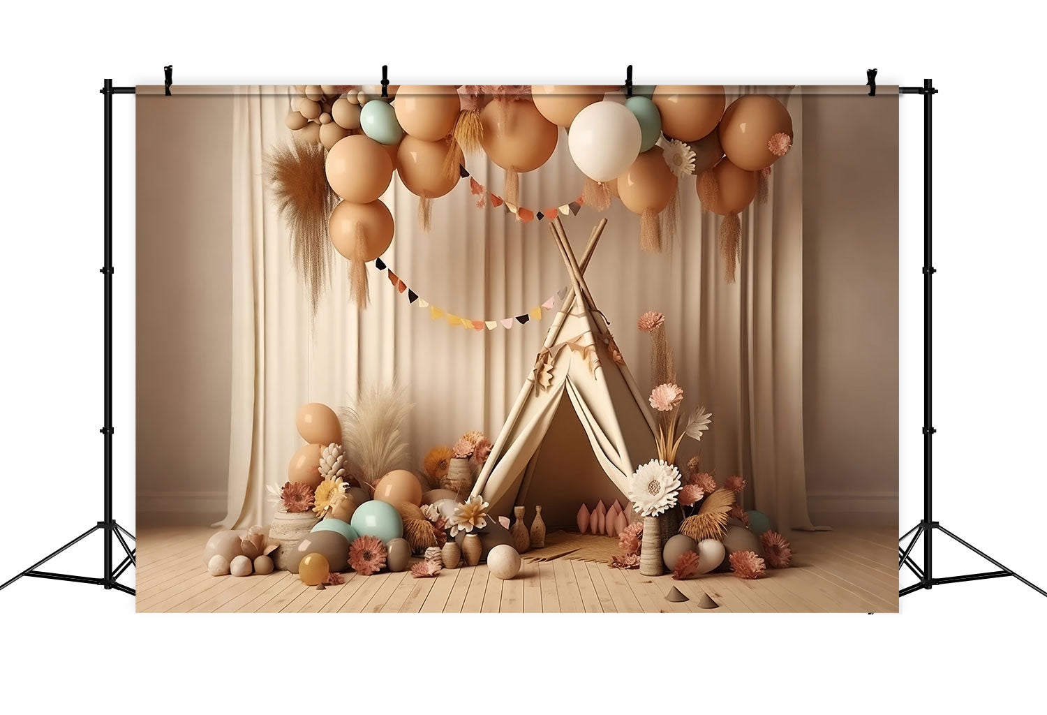 Toile De Fond Boho Tipi Fête Ballons BRP10-597