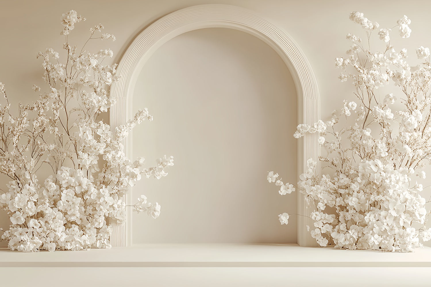 Toile De Fond Simple Bohémien Fleurs Blanches Arquées BRP10-600