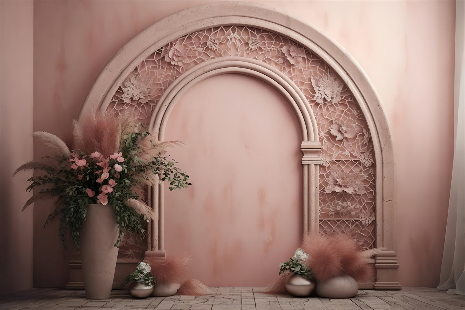 Toile de fond Arche florale bouquets pastel doux Boho BRP10-62