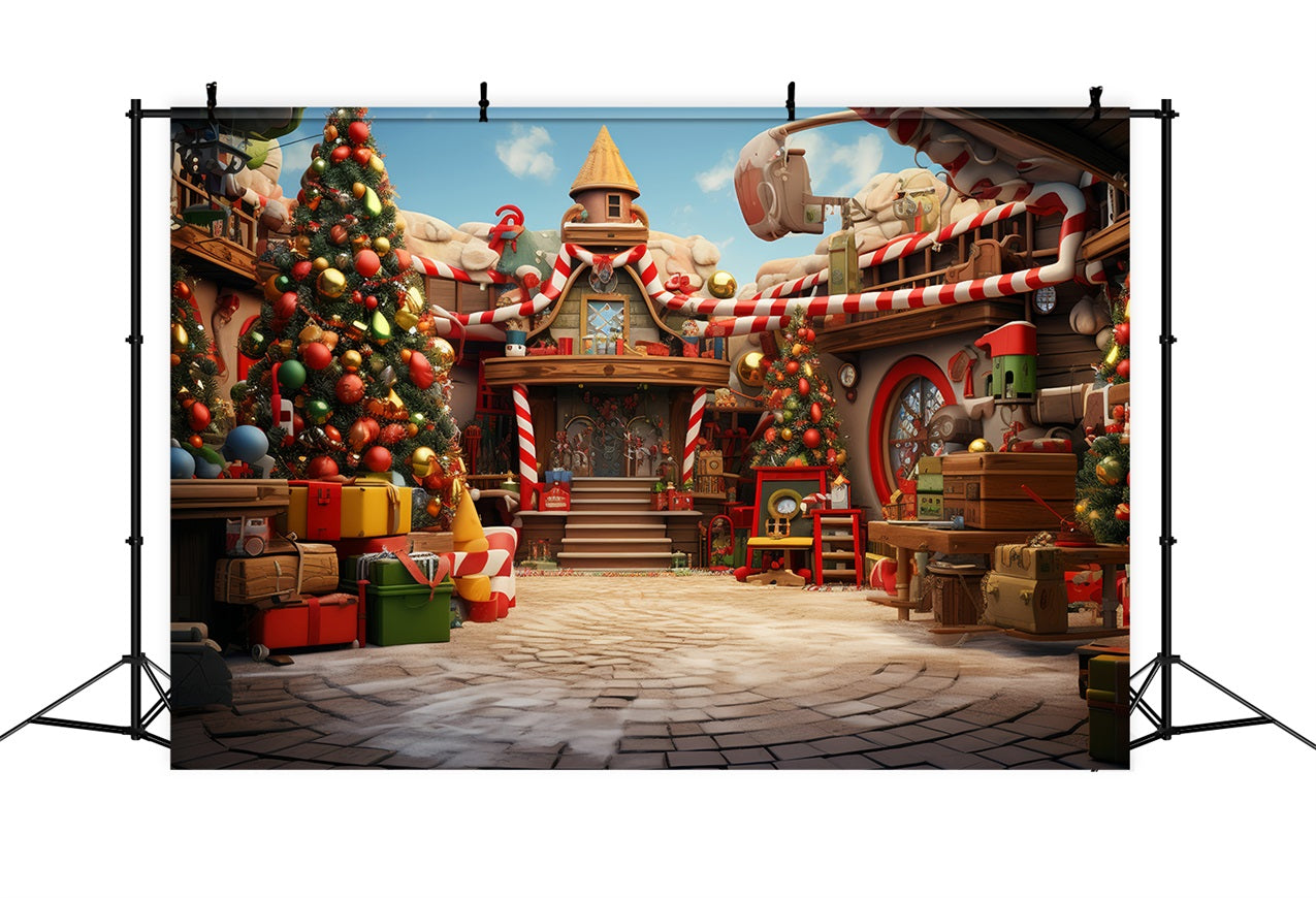 Toile De Fond Noël Atelier Du Père Noël Préparations Photographie BRP10-623