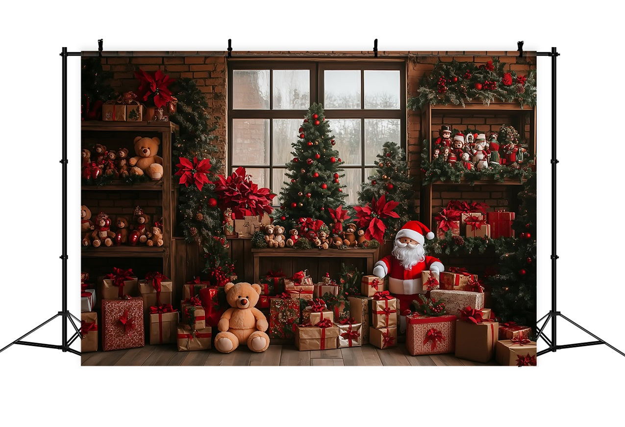 Toile De Fond Joyeux Noël Atelier Du Père Noël Arbre Cadeaux BRP10-627
