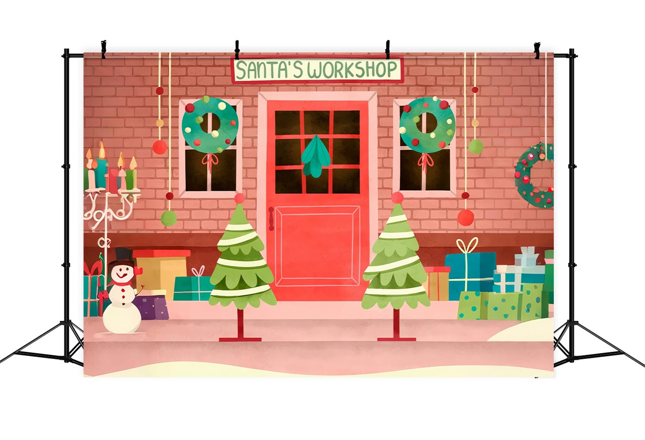 Toile De Fond Noël Atelier Du Père Noël Entrée Décoration BRP10-631