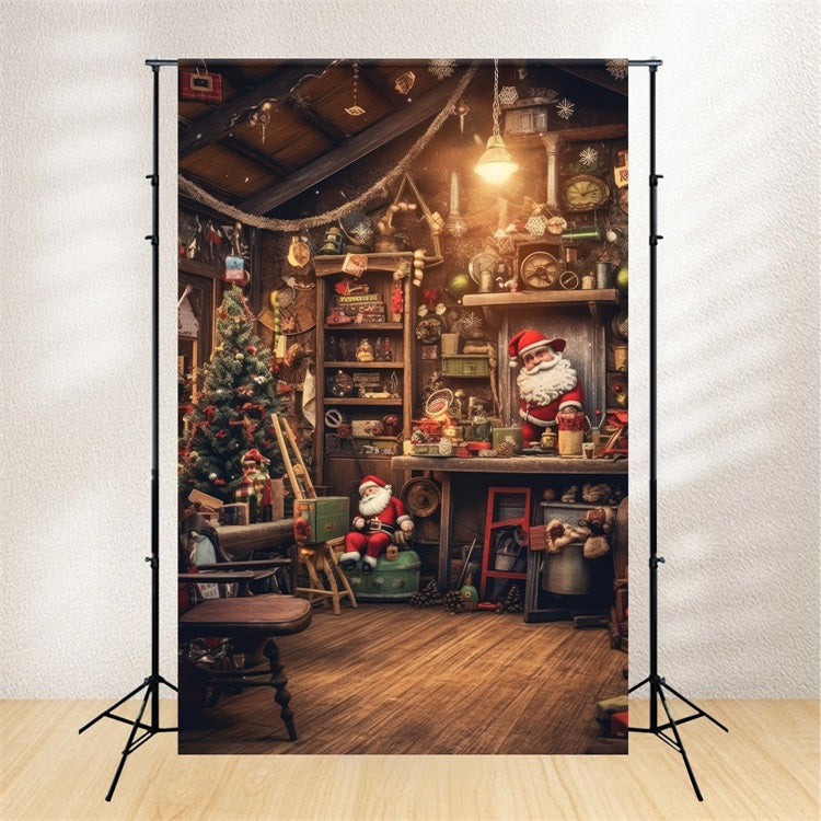 Toile De Fond Noël Atelier Du Père Noël Jouets Cadeaux BRP10-634