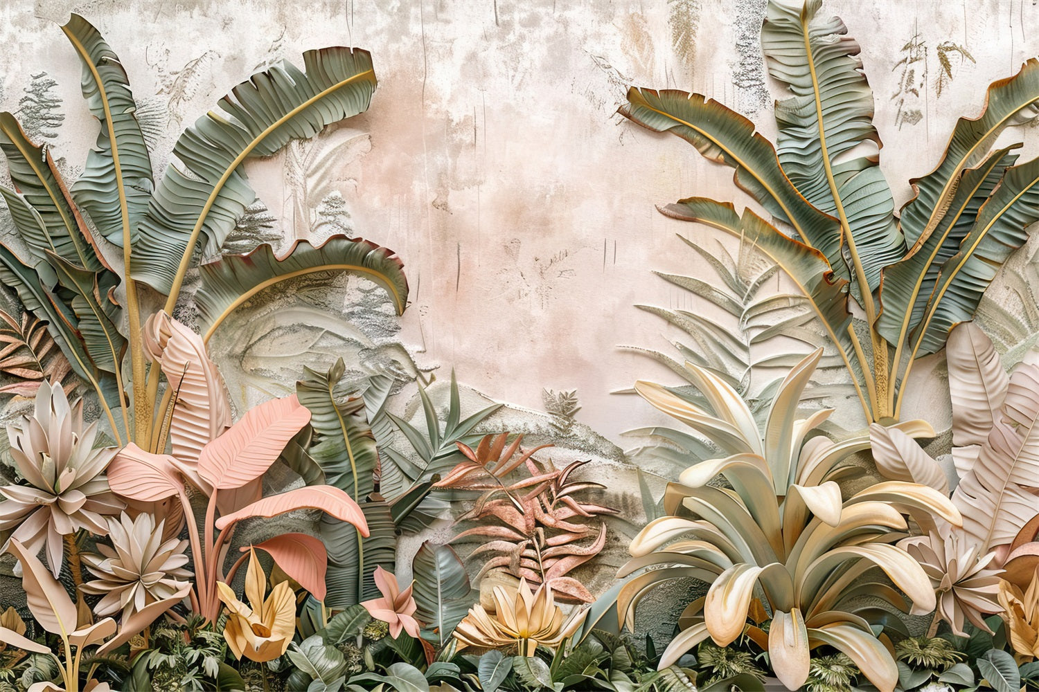 Toile de fond Détails tropicaux bohème feuilles naturelles BRP10-78