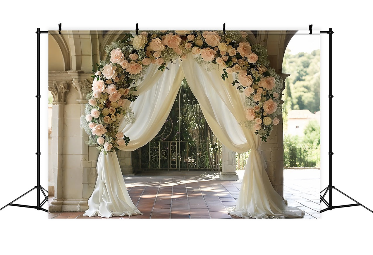 Toile de fond Arche florale bohème rideaux blancs BRP10-80