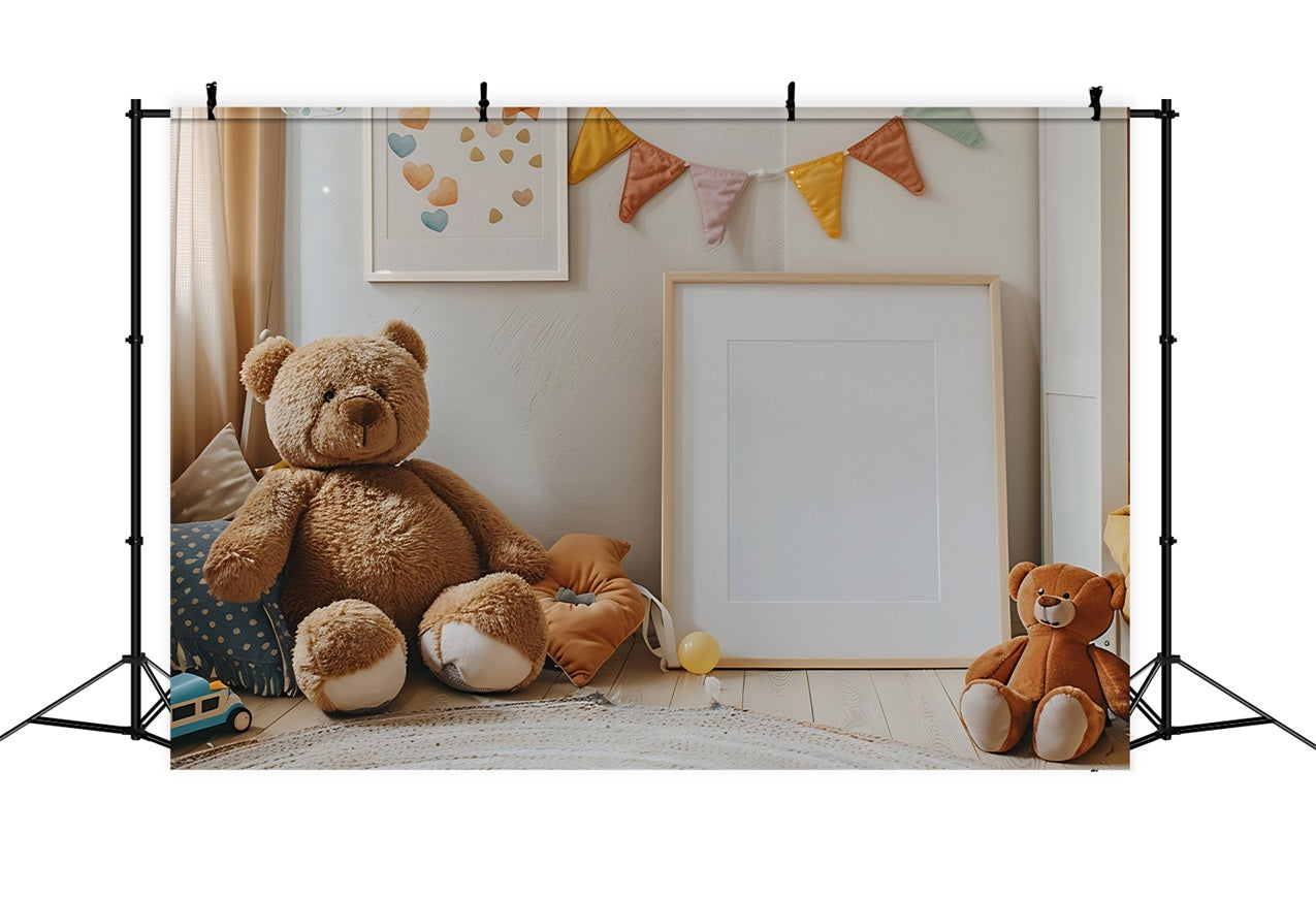 Toile de fond Chambre enfant bohème ours en peluche BRP10-88