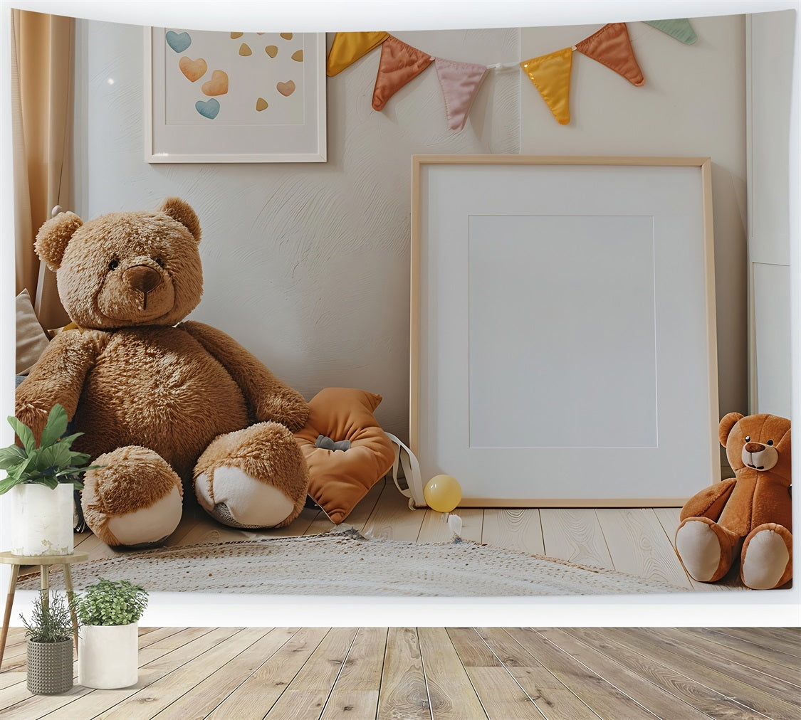 Toile de fond Chambre enfant bohème ours en peluche BRP10-88