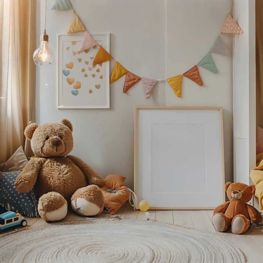 Toile de fond Chambre enfant bohème ours en peluche BRP10-88