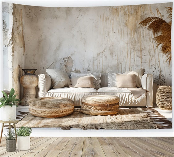 Toile de fond Salon beige douillet bohème BRP10-99