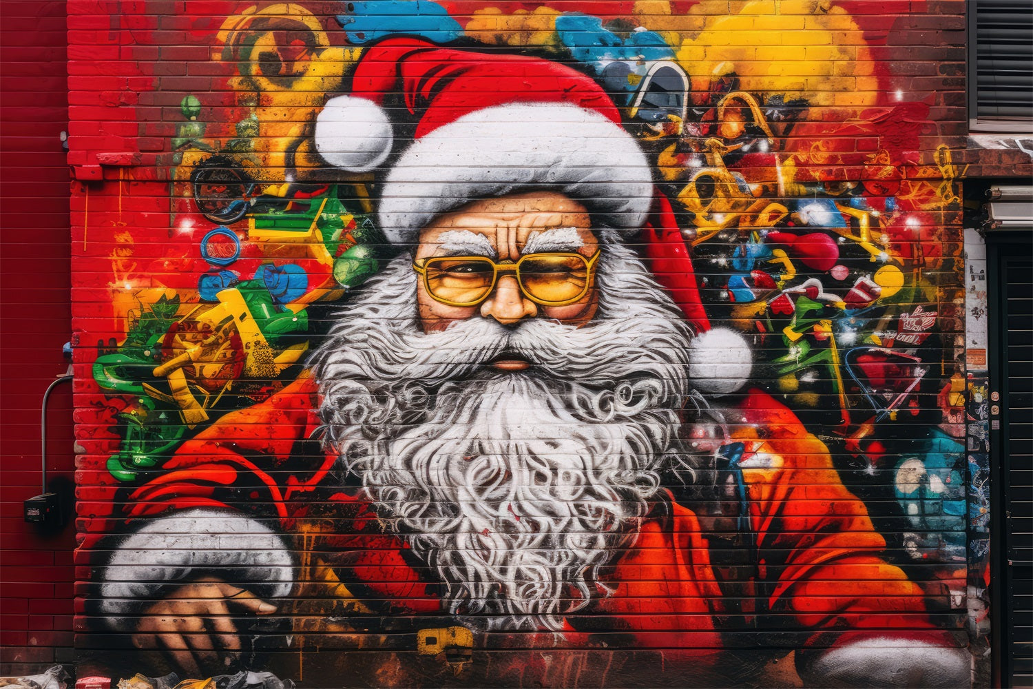 Toile de fond Murale Colorée Père Noël BRP11-105