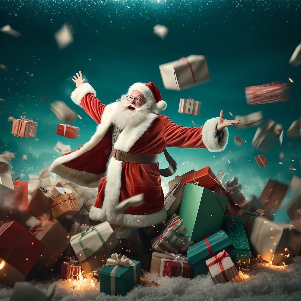 Toile de fond Père Noël Jetant Des Cadeaux BRP11-106