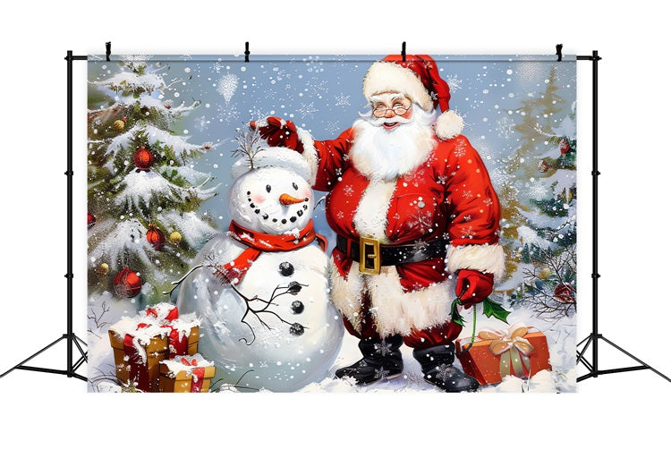 Toile de fond Père Noël Bonhomme De Neige Fête BRP11-107