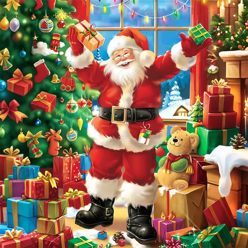 Toile de fond Père Noël Joyeux Cadeaux BRP11-109