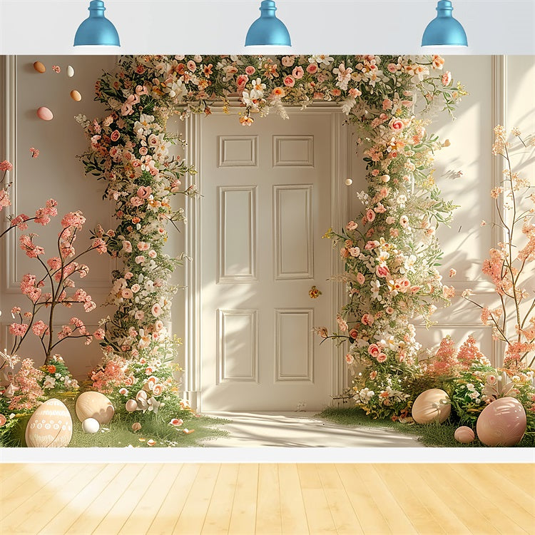 Toile de Fond Joyeuses Pâques Arche Œuf Fleurissant BRP11-349