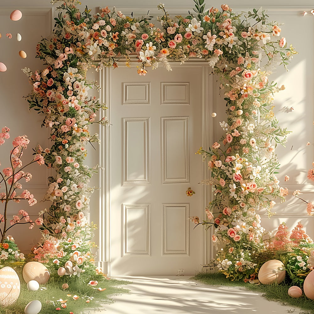 Toile de Fond Joyeuses Pâques Arche Œuf Fleurissant BRP11-349