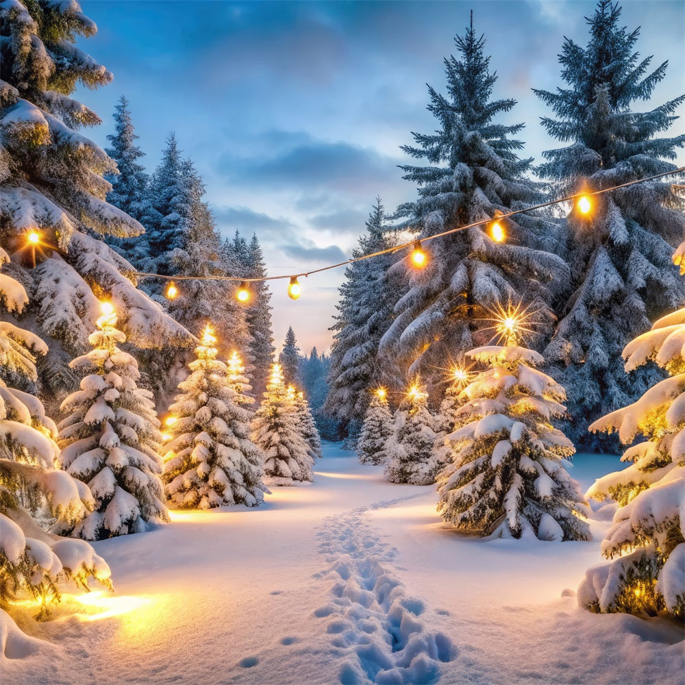 Toile de fond Hiver Merveille Forêt Enneigée Lumières BRP11-486