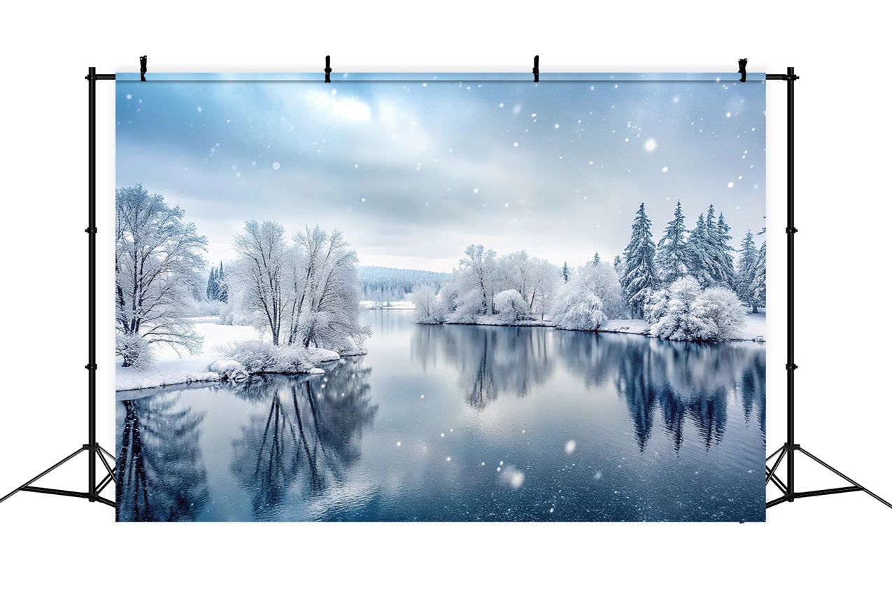 Toile de fond Hiver Merveille Lac Gelé Photographie BRP11-492