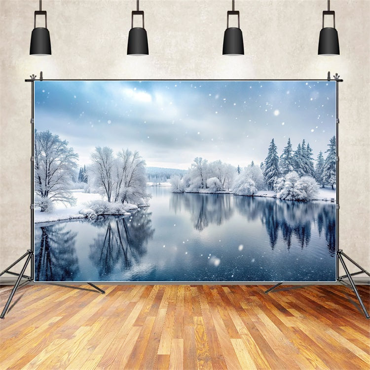 Toile de fond Hiver Merveille Lac Gelé Photographie BRP11-492
