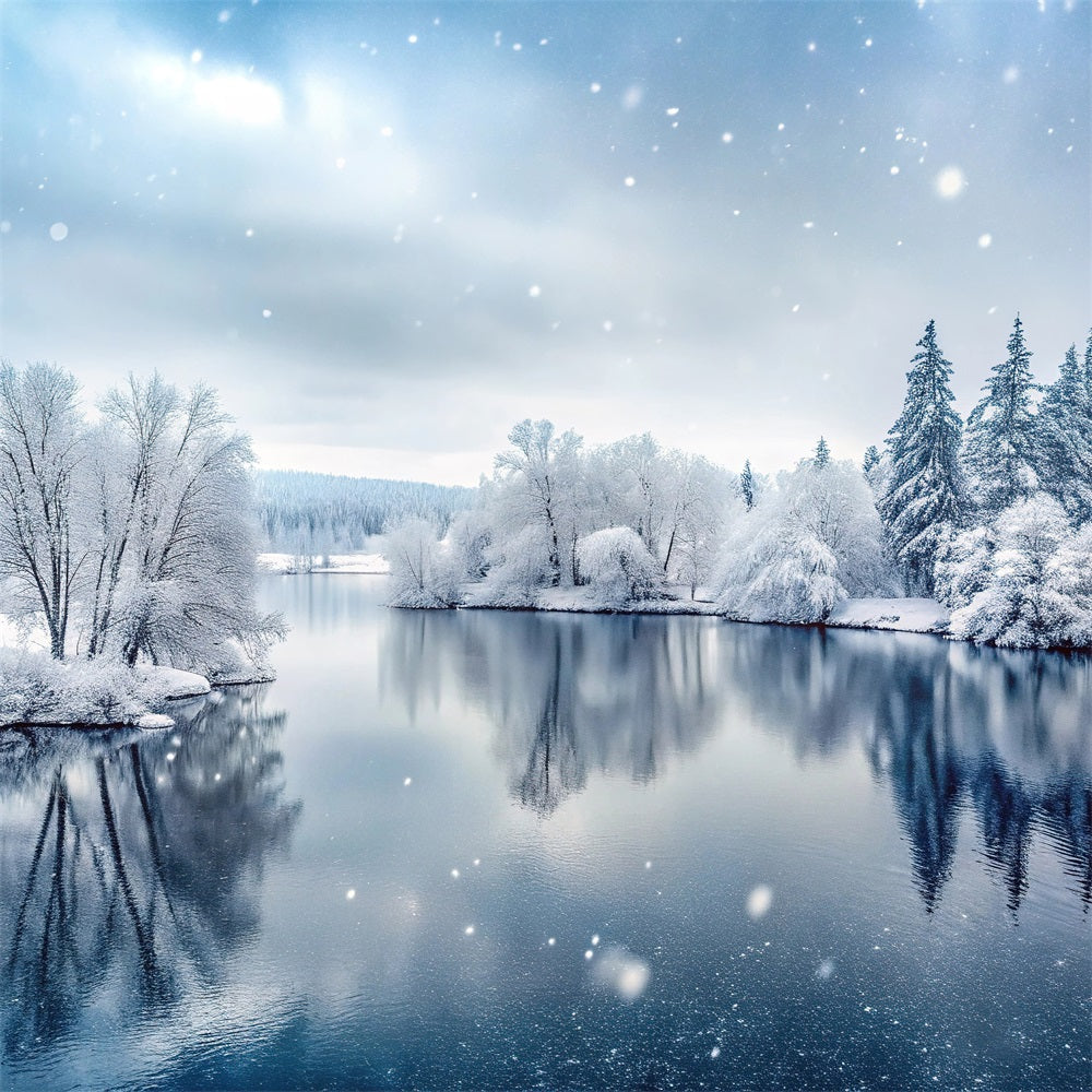 Toile de fond Hiver Merveille Lac Gelé Photographie BRP11-492