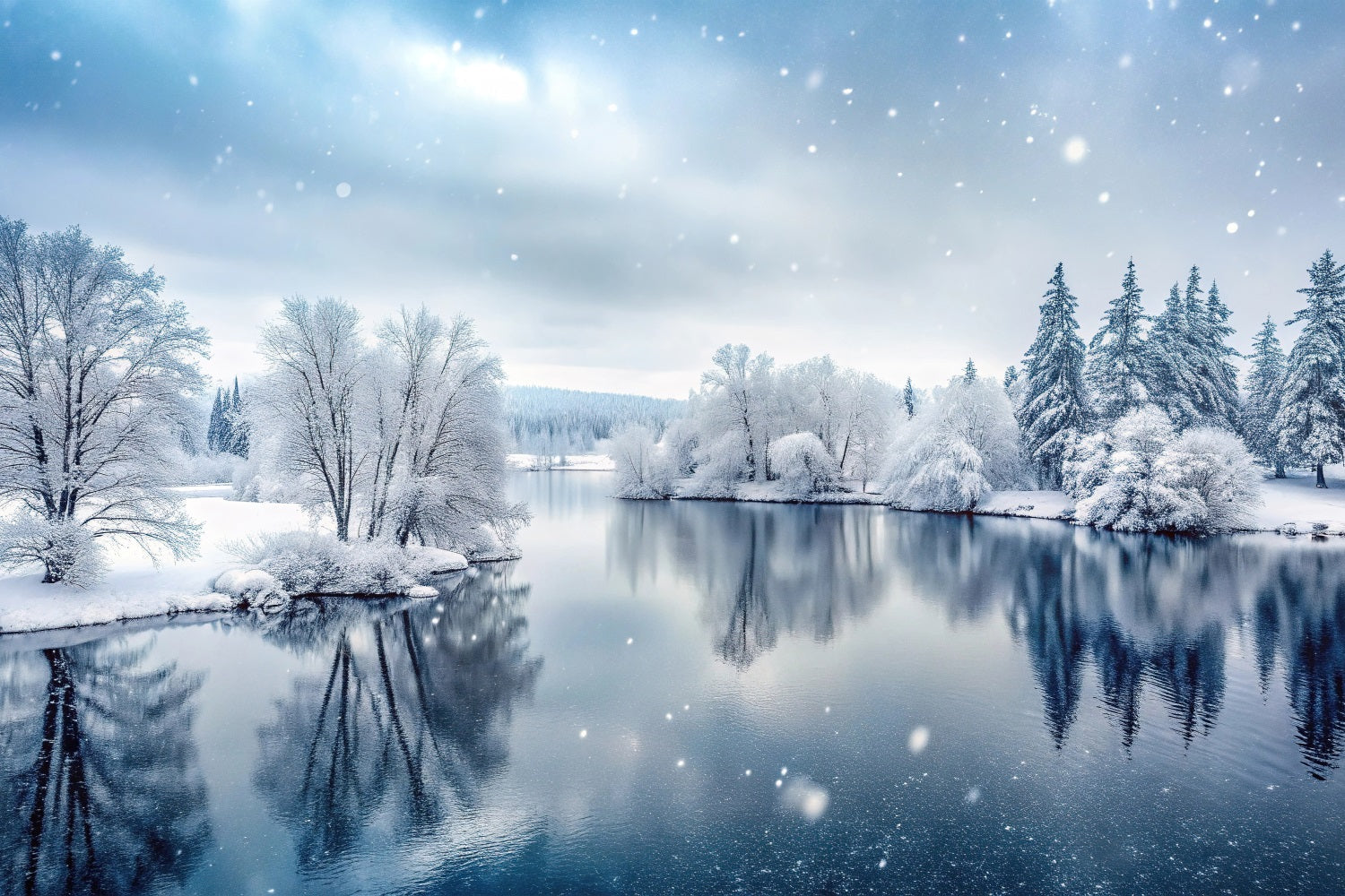 Toile de fond Hiver Merveille Lac Gelé Photographie BRP11-492