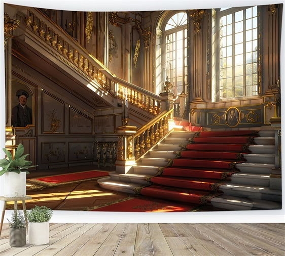 Toile de fond Vintage Baroque Tapis Rouge Escalier BRP11-599