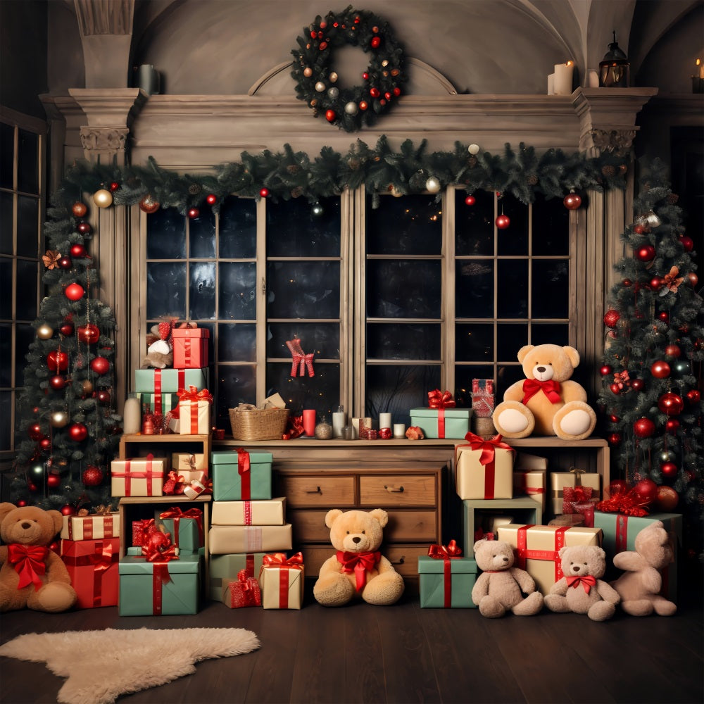 Toile De Fond Noël Atelier Du Père Noël Cadeaux Enchantés BRP11-80