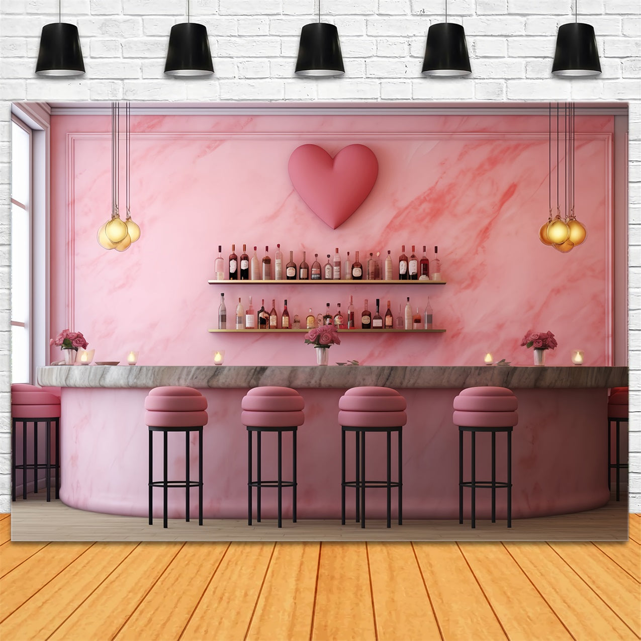 Toile de fond Photographie Saint-Valentin Bar Cœur Rose BRP12-197