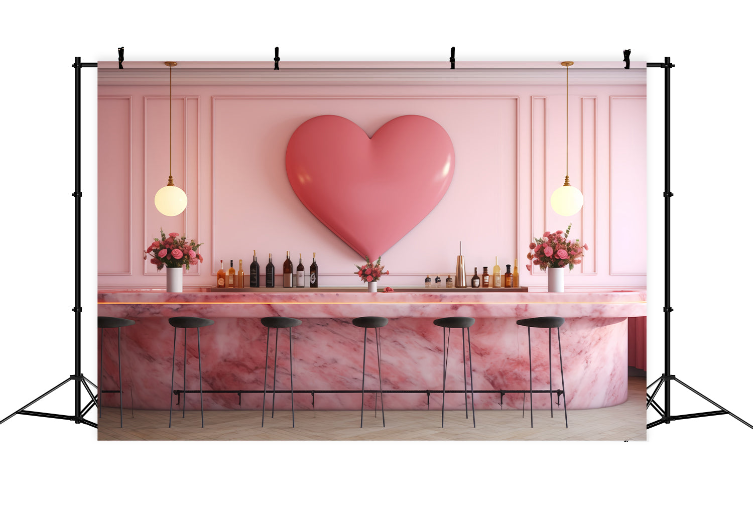Toile de fond Photographie Saint-Valentin Scène de Bar Cœur Rose BRP12-198