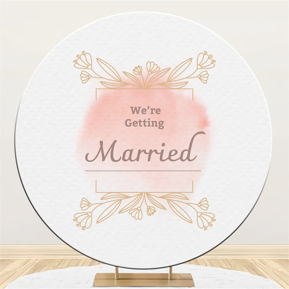 Toile de fond Ronde Mariage Personnalisée Nous Nous Marions Rose Poudré BRP12-335
