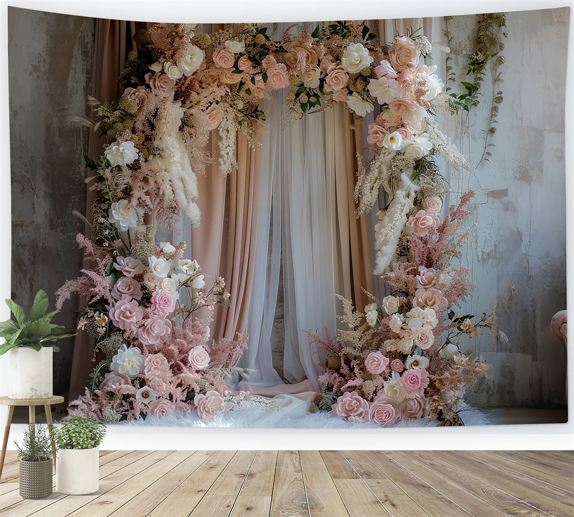Toile de fond Décoration Mariage Décorations Arche Fleurs Roses Épanouies BRP12-387