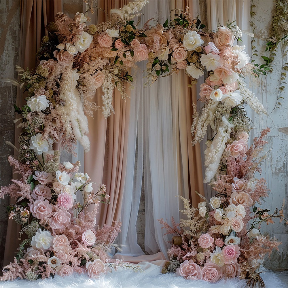 Toile de fond Décoration Mariage Décorations Arche Fleurs Roses Épanouies BRP12-387
