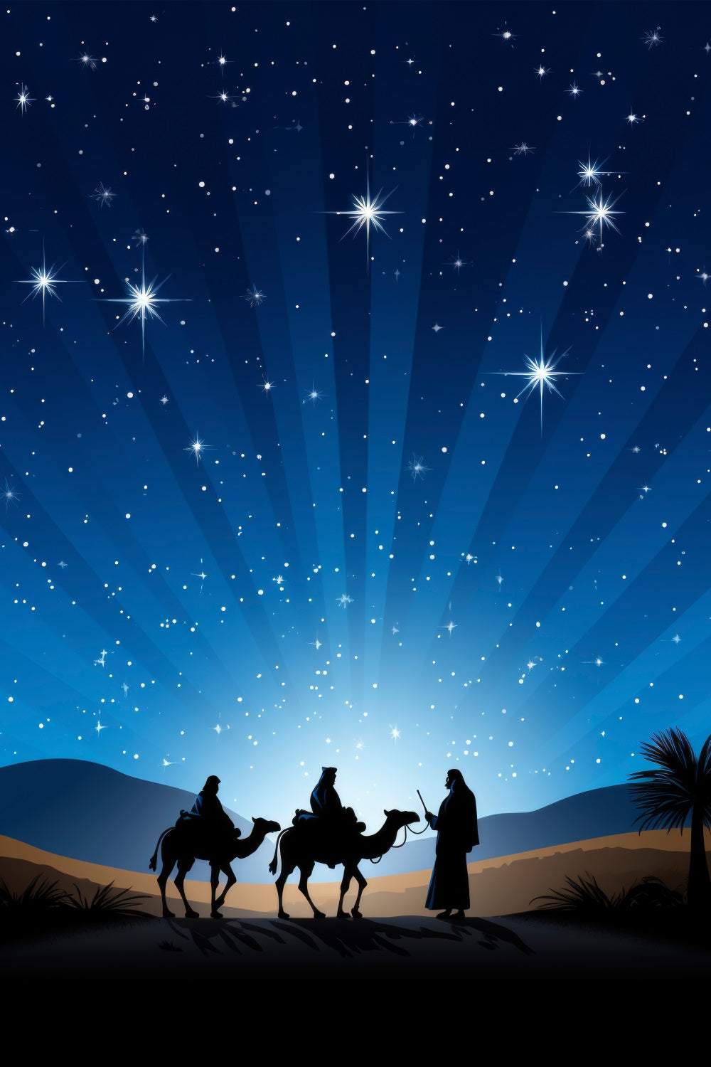 Fond de Crèche Provençale Trois Rois Nuit Étoilée BRP12-445
