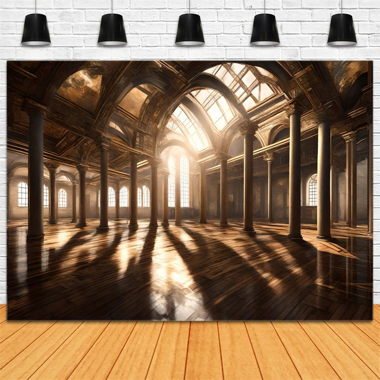 Toile de fond Architecture Lumière Dorée Fenêtres en Arches BRP12-645