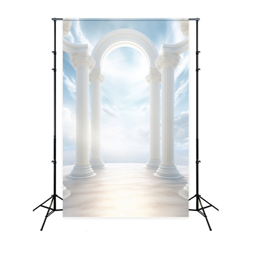 Toile de fond Architecture Arche Blanche Ciel Azur BRP12-677