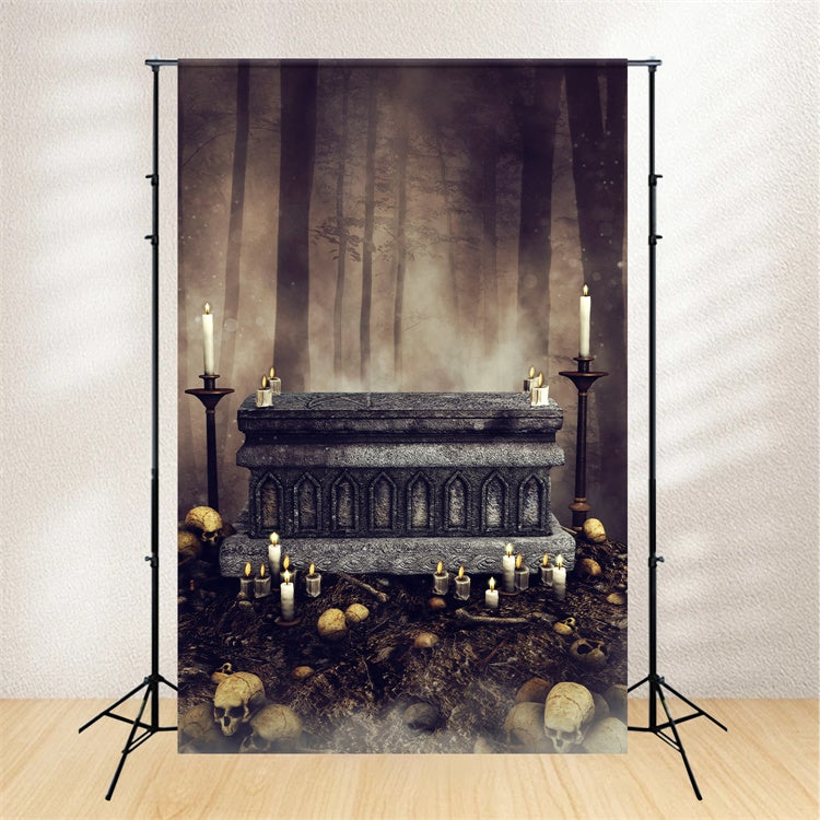 Toile de fond Cercueil Scène Forêt Gothique Illuminée Par Candles BRP12-703