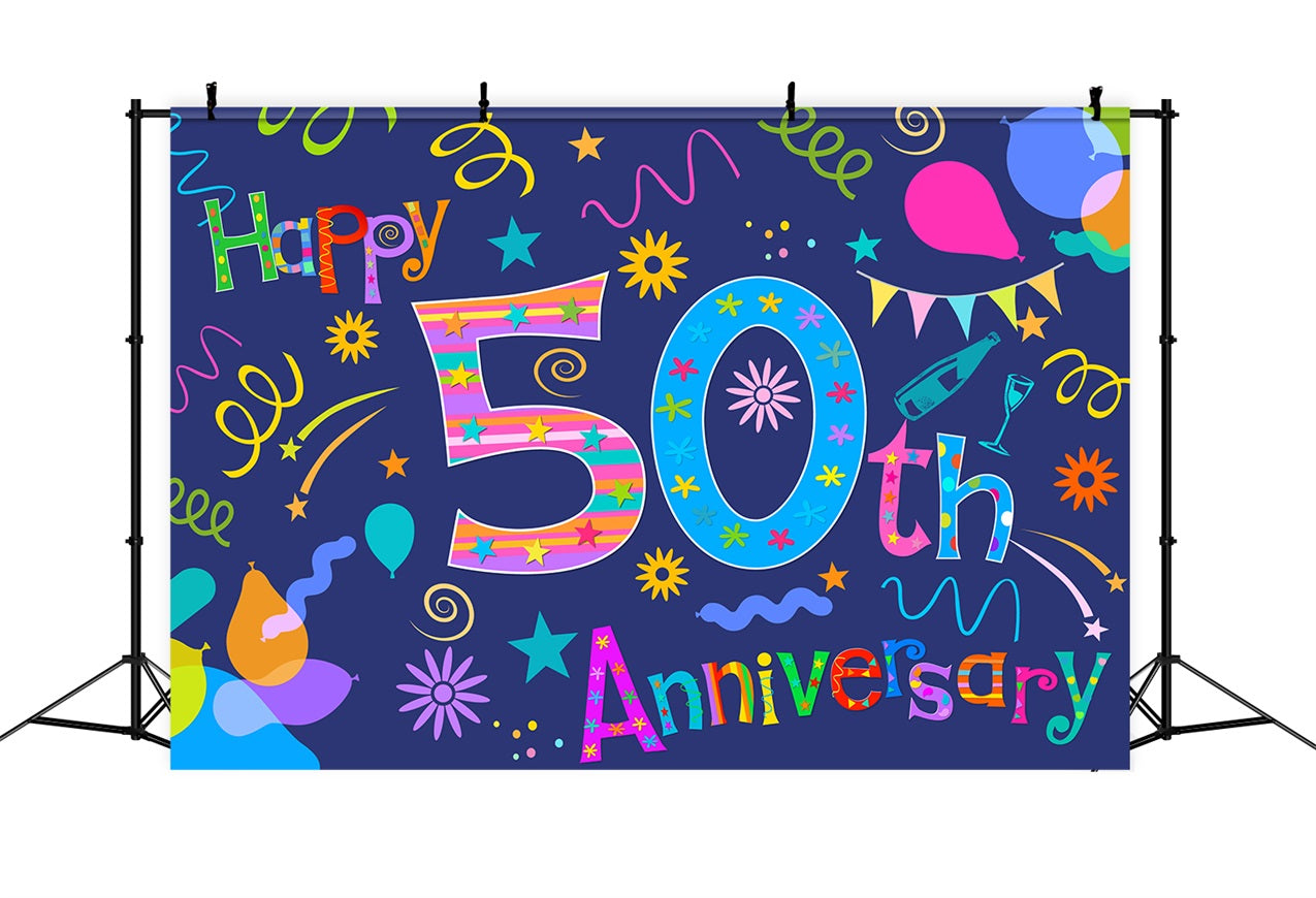 Toile de fond Deco Anniversaire 50ème Anniversaire Coloré BRP2-223
