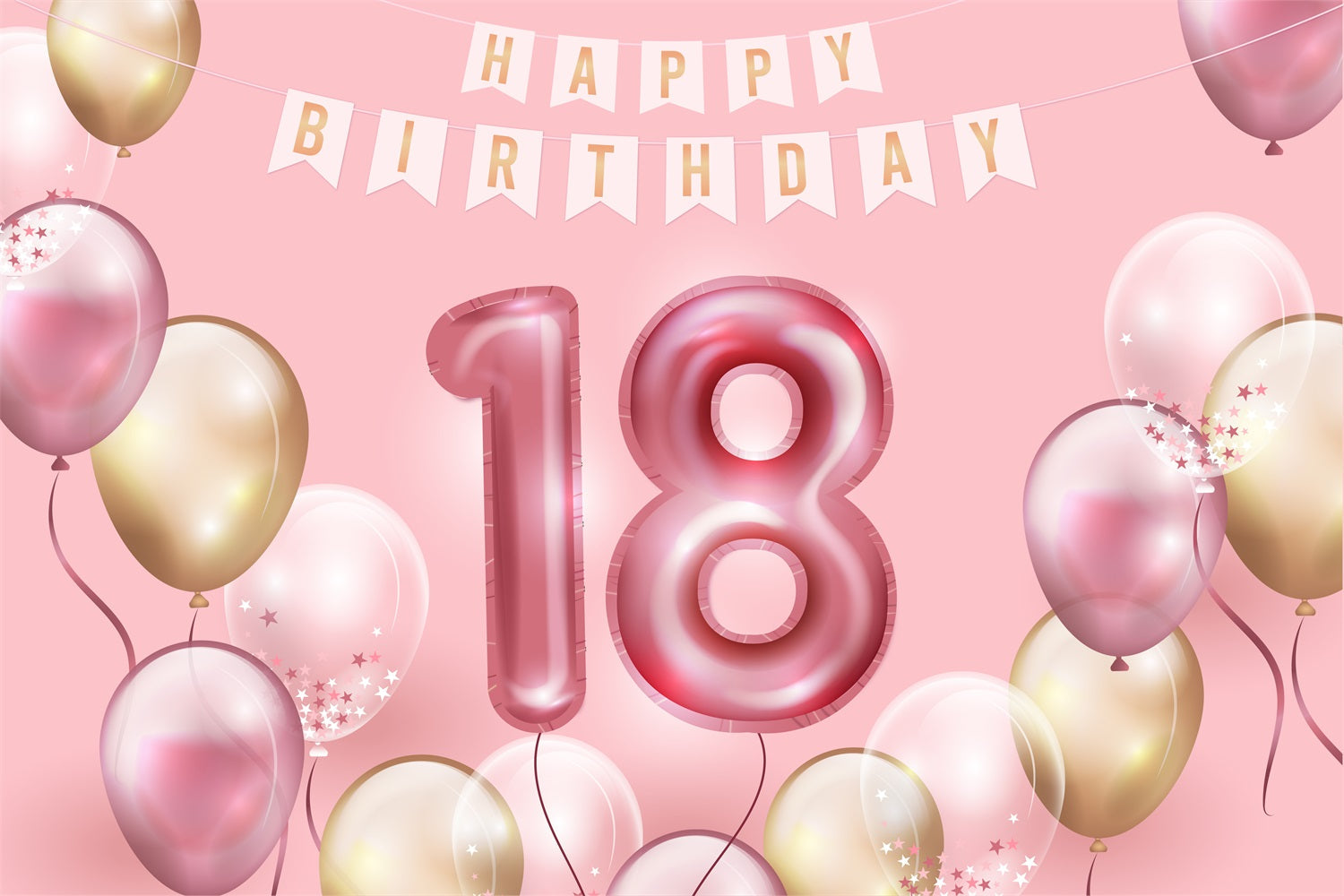 Toile de fond Anniversaire Personnalisé Fête Ballons 18ème BRP2-231