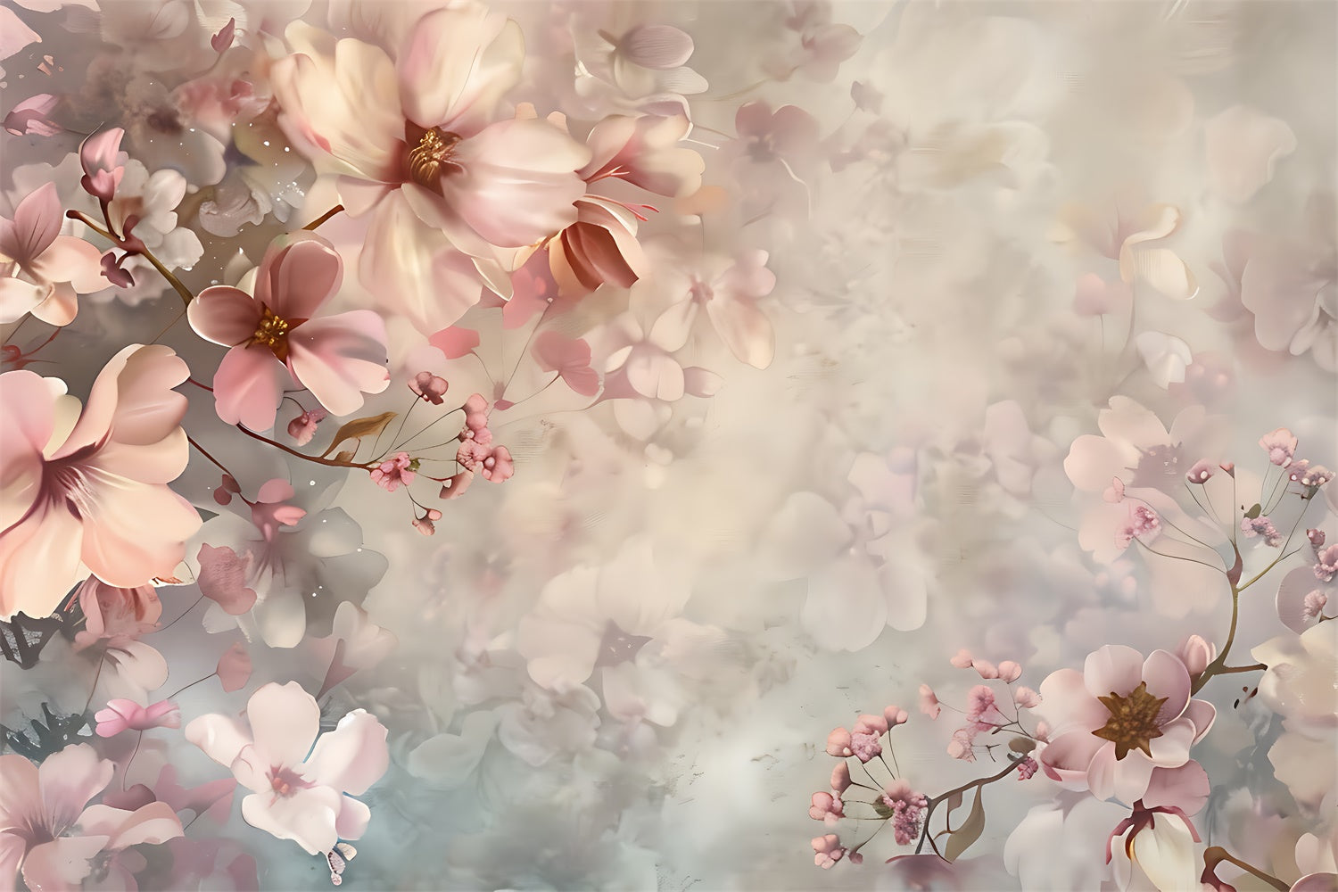Fond Floral Photo Douce Brume de Fleurs Florales BRP2-63