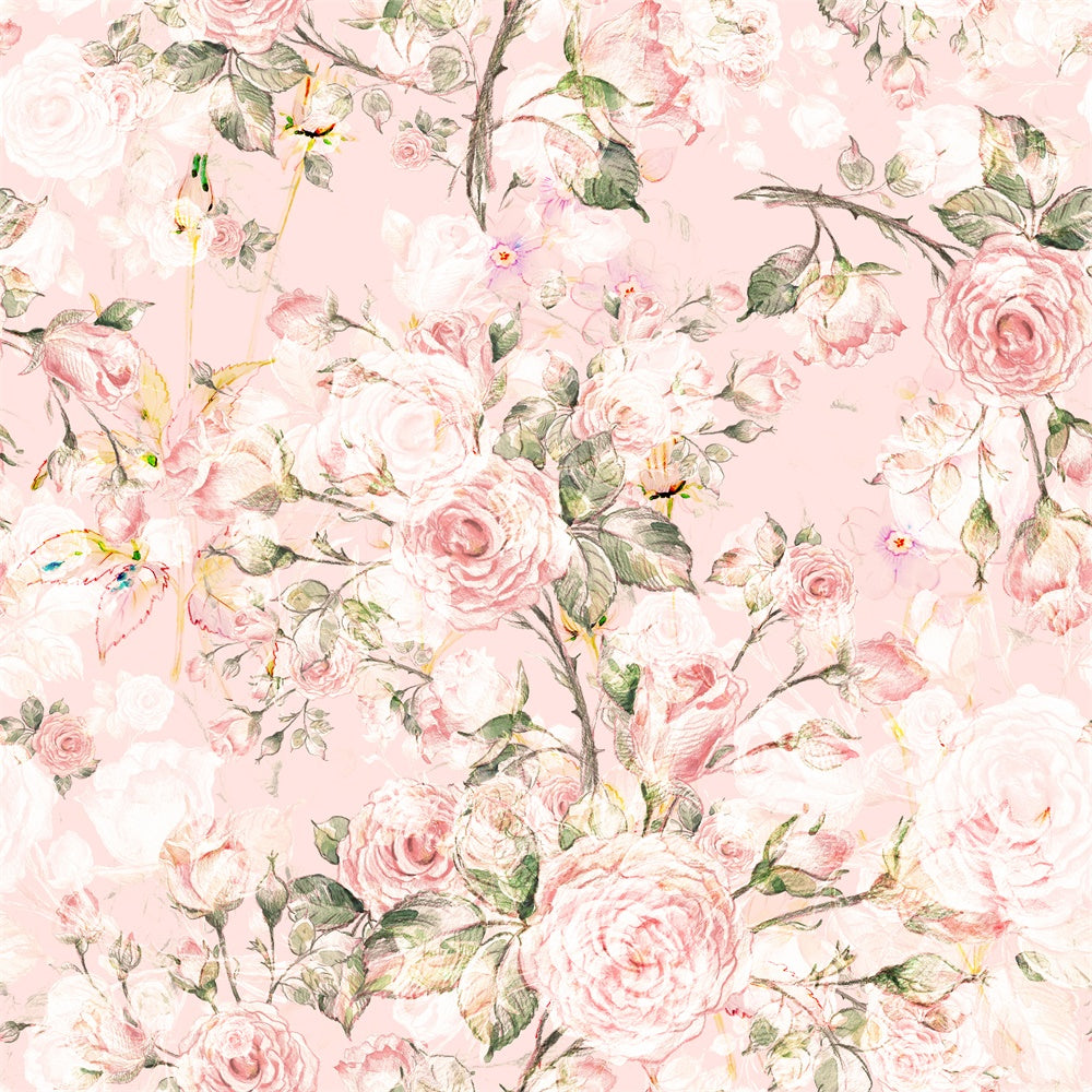 Fond Floral Photo Rose Romantique Fleur de Pêche BRP2-66