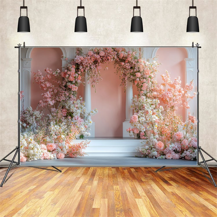 Fond Photo Fleurs Arche Florale Rose Rêveuse BRP2-74