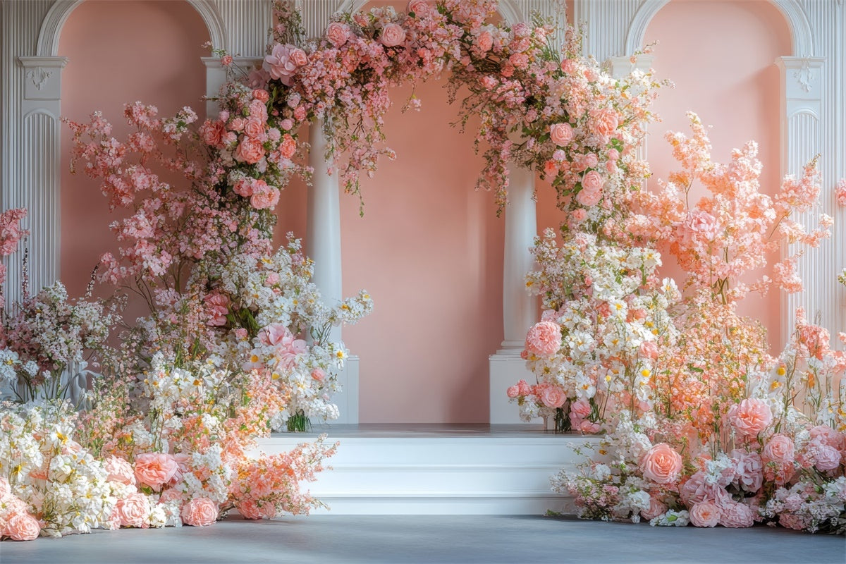 Fond Photo Fleurs Arche Florale Rose Rêveuse BRP2-74